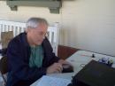 Sending CW on Mr. Morse's porch at Locust Grove, Poughkeepsie, NY.